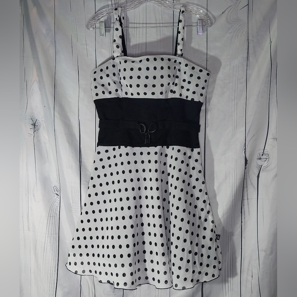 Tripp Polka Dot Black and White Fit & Flare Vintage Y2K 90's Mini Dress